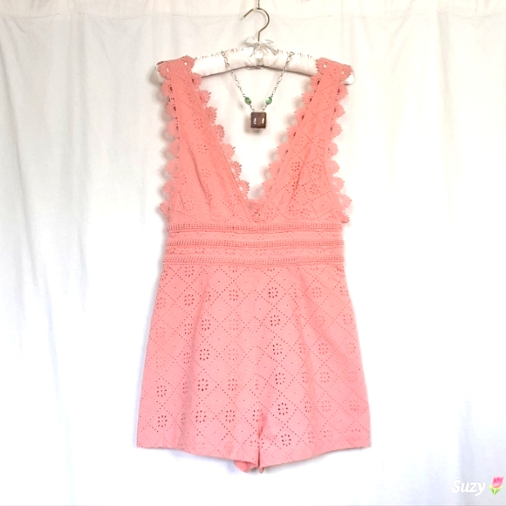 FOREVER 21 Pink Lace Romper Shorts
